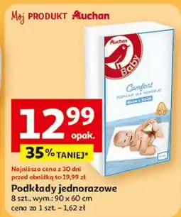 Auchan Podkłady jednorazowe 90 x 60 cm Auchan Baby oferta