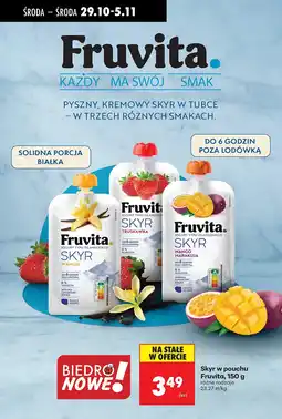 Biedronka Jogurt Skyr w pouchu różne rodzaje Fruvita oferta