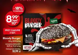 Żabka Burger Bloody Burger z serem cheddar i pikantnym sosem pomidorowym Żabka oferta