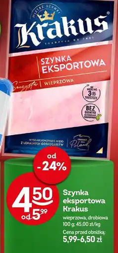 Żabka Szynka eksportowa Krakus wieprzowa, drobiowa oferta