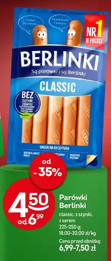 Żabka Parówki Berlinki classic z szynki z serem oferta
