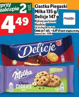 Topaz Ciastka Pieguski Milka 135 g / Delicje 147 g Milka/Delicje oferta