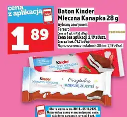Topaz Baton Kinder Mleczna Kanapka 28 g oferta