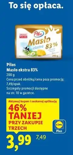 Lidl Masło ekstra 83% Pilos oferta