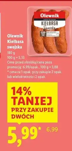 Lidl Kiełbasa swojska Olewnik oferta