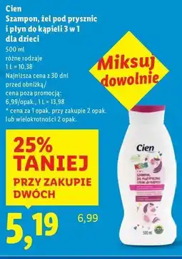 Lidl Szampon, żel pod prysznic i płyn do kąpieli 3w1 różowy Cien Kids oferta