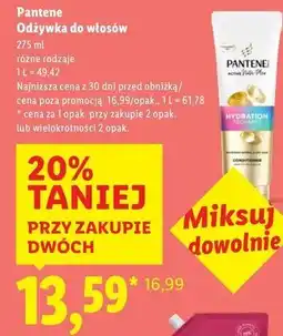 Lidl Odźywka do włosów active nutri-plex Pantene Hydration Recharge oferta