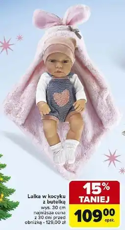 Carrefour Lalka w kocyku z butelką 30 cm oferta