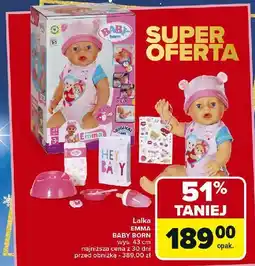 Carrefour Lalka interaktywna dziewczynka 43 cm Baby Born oferta