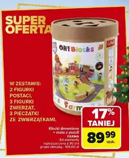 Carrefour Klocki drewniane farma 64 el. Trefl oferta