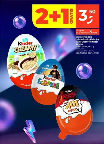 Czekoladowe jajka z niespodzianką Kinder Joy, Kinder Creamy lub Kinder Surprise
