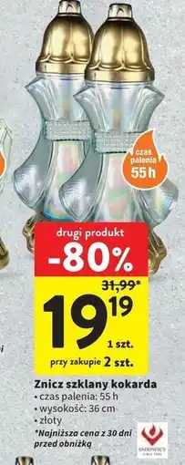 Intermarche Znicz szklany kokarda 55 h Sadowscy Since 1994 oferta