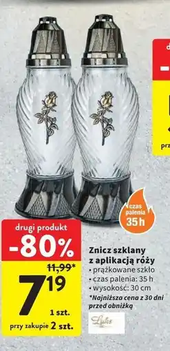 Intermarche Znicz szklany z różą 35 h Luks oferta
