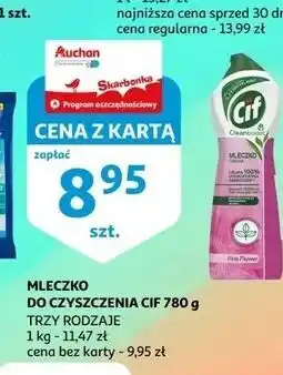 Auchan Mleczko do czyszczenia z mikrokryształkami pink flowers Cif Cream oferta
