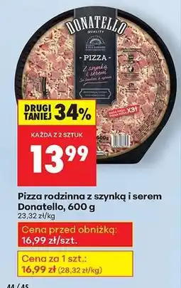 Biedronka Pizza rodzinna z szynką i serem Donatello 600 g oferta