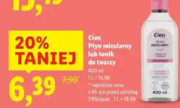 Lidl Cien Płyn micelarny lub tonik do twarzy oferta