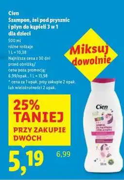 Lidl Cien Szampon, żel pod prysznic i płyn do kąpieli 3 w 1 dla dzieci oferta