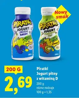 Lidl Jogurt pitny z witaminą D różne rodzaje Piratki oferta
