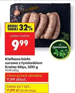 Biedronka Kiełbasa biała surowa z tymiankiem 500 g Kraina Mięs oferta