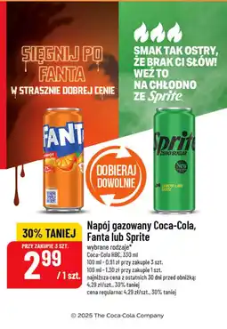 Polomarket Napój gazowany Coca-Cola, Fanta lub Sprite 330 ml oferta