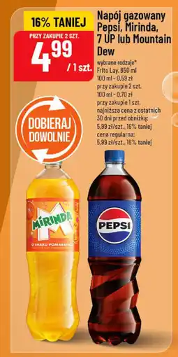 Polomarket Napój gazowany Pepsi, Mirinda, 7 UP lub Mountain Dew 850 ml oferta