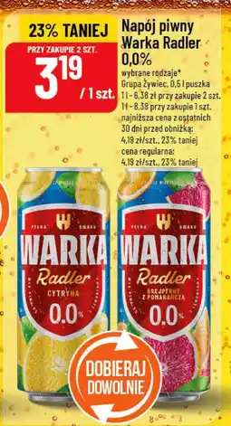 Polomarket Napój piwny Warka Radler 0,0% (cytryna, bezalkoholowy) oferta
