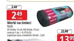 E.Leclerc Worki na śmieci lux z taśmą 60 l York oferta