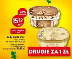 Żabka Lody Carte D'or wanilia, tiramisu 825-1000ml oferta