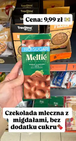 Biedronka Czekolada mleczna Meltié z migdałami, bez dodatku cukru, whole almonds 20% oferta