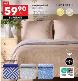 Biedronka Komplet pościeli z bawełną 220 x 200 cm + 2 70 80 Smukee Eco Line oferta