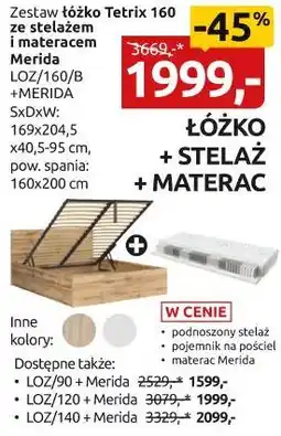 Black Red White łózko Tetrix 160 ze stelażem i materacem oferta