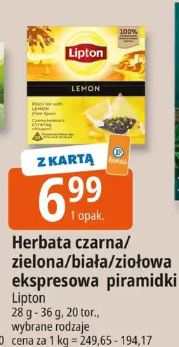 E.Leclerc Herbata czarna/zielona/biała/ziołowa ekspresowa piramidki Lipton oferta