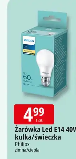 E.Leclerc Żarówka led e14 40w kulka Philips oferta