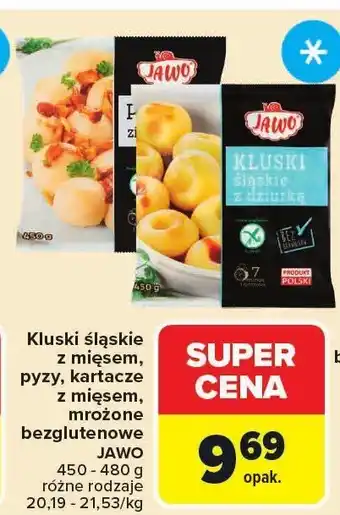 Carrefour Market Kluski śląskie i mięsne pyzy, kartacze z mięsem, mrożone bezglutenowe JAWO 450-480g oferta
