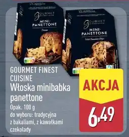 ALDI Włoska minibabka panettone GOURMET FINEST CUISINE tradycyjna, z bakaliami, z kawałkami czekolady oferta