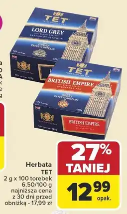 Carrefour Market Herbata TET British Empire 2g x 100 torebek oferta