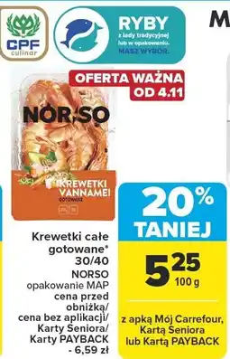 Carrefour Krewetki całe gotowane NORSO oferta