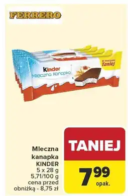 Carrefour Mleczna kanapka KINDER FERRERO oferta