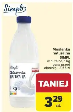 Carrefour Maślanka naturalna SIMPL w butelce 1 kg oferta