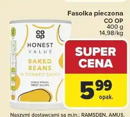 Carrefour Fasolka pieczona CO OP HONEST VALUE 400g oferta