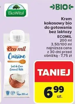 Carrefour Krem kokosowy bio do gotowania bez laktozy ECOMIL oferta
