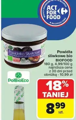 Carrefour Powidła śliwkowe bio BIOFOOD 180g oferta