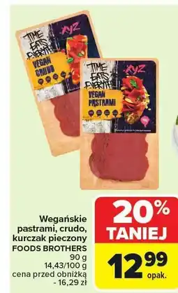 Carrefour Pastrami wegańskie, crudo, kurczak pieczony Foods Brothers 90 g oferta