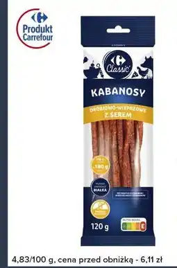 Globi Kabanosy drobiowo-wieprzowe z serem Carrefour Classic oferta