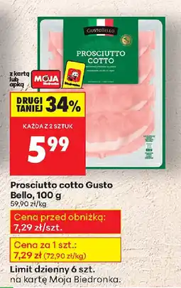 Biedronka Prosciutto cotto Gusto Bello oferta
