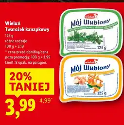 Lidl Twaróżek kanapkowy Wieluń różne rodzaje 125g oferta