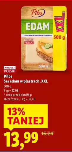 Lidl Ser Pilos Ser edam w plastrach, XXL oferta
