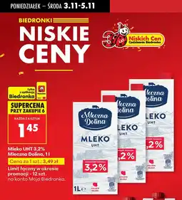 Biedronka Mleko UHT 3,2% Mleczna Dolina oferta
