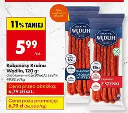 Biedronka Kabanosy Kraina Wędlin, 120 g: drobiowo-wieprzowe oferta