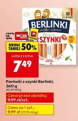Biedronka Parówki z szynki Berlinki, 360 g oferta